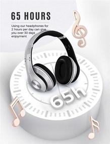img 2 attached to 🎧 65H Playtime Wireless Over Ear Headphones with Hi-fi Stereo Sound, Deep Bass, CVC 6.0 Mic, Adjustable & Comfortable Headset for PC, TV - Foldable Design