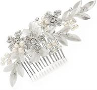 exquisite mariell couture bridal hair comb: hand painted leaves, sparkling pave crystal & pearls logo