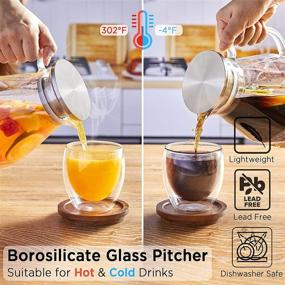 img 1 attached to 🥤 60 Oz Glass Pitcher with Lid and Spout - Heat-resistant Iced Tea Pitcher for Fridge - Versatile Water Pitcher for Hot/Cold Drinks, Juice, Milk, and Tea - Stylish Glass Carafe with Diamond Pattern - Perfect Christmas Gift Idea