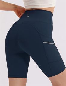 img 3 attached to 🏋️ ODODOS Women's High Waisted Workout Shorts with Dual Pockets - 8" Length | Yoga, Running, Cycling, Hiking, Athletic Biker Shorts