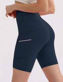 img 2 attached to 🏋️ ODODOS Women's High Waisted Workout Shorts with Dual Pockets - 8" Length | Yoga, Running, Cycling, Hiking, Athletic Biker Shorts