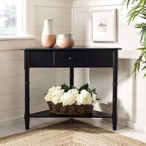 img 4 attached to 🏘️ Safavieh American Homes Collection Distressed Black Corner Table - Gomez