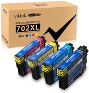 🖨️ v4ink remanufactured epson 702xl ink cartridges - 4 pack for workforce pro wf-3720 wf-3733 wf-3730 printer logo