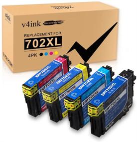 img 4 attached to 🖨️ v4ink Remanufactured Epson 702XL Ink Cartridges - 4 Pack for Workforce Pro WF-3720 WF-3733 WF-3730 Printer