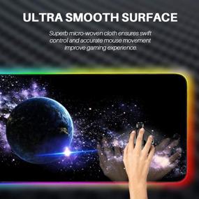 img 2 attached to 🖱️ Reawul Large RGB Gaming Mouse Pad - 14 Modes, Oversized Glowing LED Extended Mousepad with Anti-Slip Rubber Base and Waterproof Surface - Extra Large Soft LED Computer Keyboard Mouse Mat (31.5 x 11.8in)