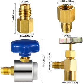 img 3 attached to 🔄 R134A Refrigerant Can Tap with Self-Sealing Dispenser and 6015 Vacuum Pump Adapter for 6014 Pump Adapter Conversion from R12 1/2 Female to 1/4 Male Flare (1/4 Flare Female to 1/2 Male)