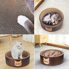 img 2 attached to 🐱 URPRO Round Cat Scratching Post Lounge Bed with Cardboard Board Pads - Cat Apartment, Cat Sofa, Cat Furniture for Scratching and Relaxation