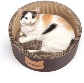 img 3 attached to 🐱 URPRO Round Cat Scratching Post Lounge Bed with Cardboard Board Pads - Cat Apartment, Cat Sofa, Cat Furniture for Scratching and Relaxation