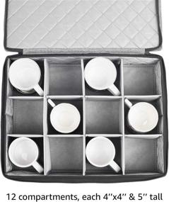 img 2 attached to Coffee Mug and Tea Cup Storage Box, Holds Up To 12, Fully Padded Interior, Robust Construction (Grey)