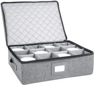 coffee mug and tea cup storage box, holds up to 12, fully padded interior, robust construction (grey) логотип