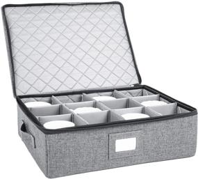 img 4 attached to Coffee Mug and Tea Cup Storage Box, Holds Up To 12, Fully Padded Interior, Robust Construction (Grey)