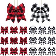 🎀 syhood 20-piece christmas bows decoration set: plaid bows ornaments for christmas tree, buffalo plaid wreath bows in black and red, white and black logo