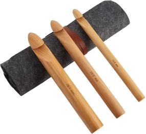 img 3 attached to 🧶 Get Crafty with the 3 PCS Giant Crochet Hooks Set - Bamboo Yarn Hooks for Big Loop & Extra Bulky Yarn Projects - Includes Portable Case!