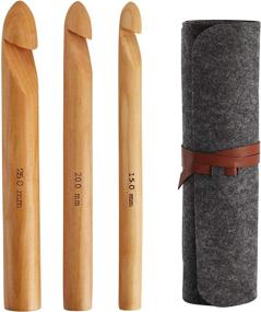 img 4 attached to 🧶 Get Crafty with the 3 PCS Giant Crochet Hooks Set - Bamboo Yarn Hooks for Big Loop & Extra Bulky Yarn Projects - Includes Portable Case!