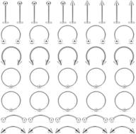 🔒 40pcs surgical steel cartilage earrings hoop labret stud set for men women – 316l nose lip horseshoe piercing rings, tragus helix ear body jewelry – 20g logo