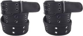 img 1 attached to 👖 Extra Large Boys' Black Canvas Belt with Two Holes - Essential Accessory