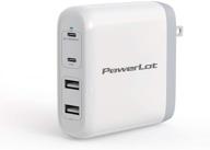 🔌 powerlot 100w usb c charger - gan wall charger with 4-port usb c fast charging, compatible with macbook pro/air, ipad pro, iphone 11/pro/max, galaxy s21/s20, usb c laptops - white logo