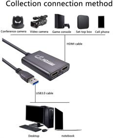 img 3 attached to 🔌 HDMI Video Capture Card - HDMI to USB3.0 Adaptor for Game Capture, Live Video & Audio Recording Box - Plug and Play