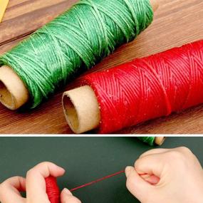 img 2 attached to ✂️ Leather Sewing Kit with Upholstery Needle and Waxed Thread (Red+Green) - Complete Set with Leather Sewing Needles, Sewing Awl, Finger Cots, and Thimble for DIY Leather Craft and Working