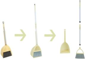 img 1 attached to 🧹 Xifando Mini Broom with Dustpan: A Perfect Little Housekeeping Helper Set for Kids (Light Yellow, Extended Sized)