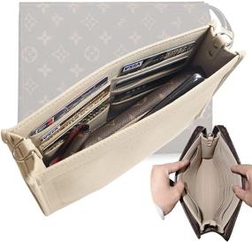 img 3 attached to Tourdream Purse Organizer Insert - Toiletry Pouch 26, Khaki - Premium Microfiber with Gold Buckles