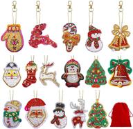 adxco 16 pieces christmas diy diamond key chain: sparkling 5d diamond painting key chain for festive handcrafted accessories logo