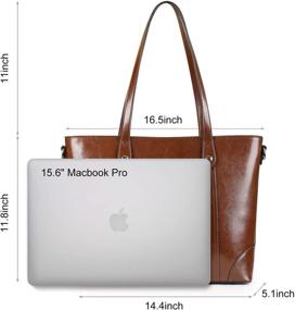 img 1 attached to S ZONE Leather Laptop Shoulder Handbag