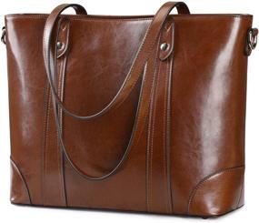 img 4 attached to S ZONE Leather Laptop Shoulder Handbag