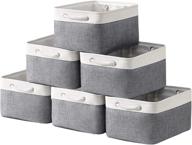 📦 set of 6 small fabric storage baskets – sturdy bins with handles for toy organization, portable shelf baskets for nursery & home storage (white&gray, 11.8x7.9x5.1 inches) logo