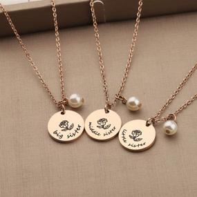 img 2 attached to Zuo Bao 3 Sister Necklace Set - Big Middle Little Sister Necklaces, Perfect Gift for Sisters, Best Friends