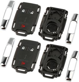 img 2 attached to 🔑 Chrome Key Fob Shell Case & Pad for Chevy Silverado Colorado/GMC Sierra Canyon 2014-2017 - Set of 2