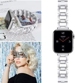 img 2 attached to 👫 Стильный ремешок из нержавеющей стали для Apple Watch 38 мм/40 мм - Подходит для мужчин и женщин - OULUCCI металлический браслет для серии 4/3/2/1 - Спортивный ремешок D-Link - Серебро