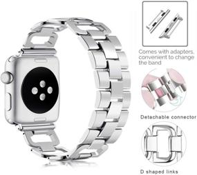 img 3 attached to 👫 Стильный ремешок из нержавеющей стали для Apple Watch 38 мм/40 мм - Подходит для мужчин и женщин - OULUCCI металлический браслет для серии 4/3/2/1 - Спортивный ремешок D-Link - Серебро