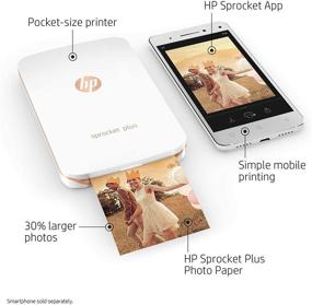 img 2 attached to 🖨️ Принтер для мгновенной печати HP Sprocket Plus - Печать фотографий на 30% больше на клейкой бумаге размером 2,3x3,4 дюйма, белый (2FR85A)