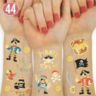 ⚓ xo, fetti pirate party supplies temporary tattoos - 44 sparkling styles for a nautical birthday, skull crew, treasure hunt & pirate ship adventure логотип