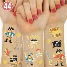 img 4 attached to ⚓ xo, Fetti Pirate Party Supplies Temporary Tattoos - 44 Sparkling Styles for a Nautical Birthday, Skull Crew, Treasure Hunt & Pirate Ship Adventure