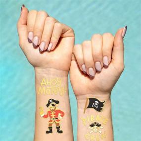 img 2 attached to ⚓ xo, Fetti Pirate Party Supplies Temporary Tattoos - 44 Sparkling Styles for a Nautical Birthday, Skull Crew, Treasure Hunt & Pirate Ship Adventure