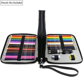 img 2 attached to 🖋️ YOUSHARES 120 Slots Pencil Case - Premium PU Leather Multi-Layer Zipper Pen Bag for Prismacolor Watercolor Pencils, Crayola Colored Pencils, Marco Pens, Makeup Brushes - Large Capacity & Stylish (Black)