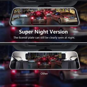 img 2 attached to 🚗 Enhanced 10'' Mirror Dash Cam with Night Vision - Full HD Front and Rear 1080P Backup Cameras, Loop Recording, G-Sensor, Parking Monitor - 170° Wide Angle - Full Touch Screen Car Recorder