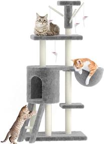 img 4 attached to 🐱 Bolux Cat Tree with Sisal Scratching Posts, Multi-Level Cat Tower with Plush Perch Condo, Large Kittens Tree with Activity Play Platform, Pet Stand Furniture with Hammock for Indoor Cat