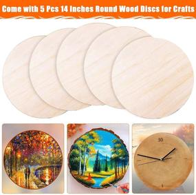 img 3 attached to 🪵 Craft Wood Circles: Audab 5 Pack 14 Inch Round Wood Discs for Unfinished Crafts, Wood Burning, Door Hangers & More