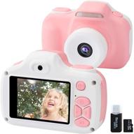 📸 pink kids camera for girls: 12mp selfie digital camera, child-friendly & shockproof for age 4-9, ideal christmas & birthday gift with 16gb sd card included logo