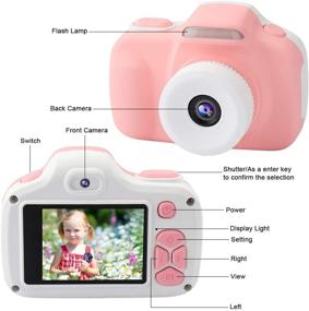 img 3 attached to 📸 Pink Kids Camera for Girls: 12MP Selfie Digital Camera, Child-friendly & Shockproof for Age 4-9, Ideal Christmas & Birthday Gift with 16GB SD Card Included