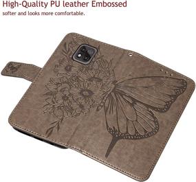 img 3 attached to 🦋 Durable Moto G Power 2021 Wallet Case with Kickstand and Card Holder - Gray Butterfly Floral Design