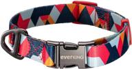 🐶 everking soft comfortable polyester dog collar with safety locking buckle - adjustable for small, medium, large dogs and cats - geometry pattern - ideal for outdoor training, walking, running, camping (volcano, m) logo