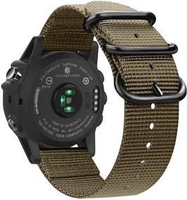img 3 attached to 🔍 Digit.Tail 26mm Khaki Nylon Replacement Bands for Garmin Fenix 3/3HR/5X, Sport Military Watch Strap with Pins & Removal Tools