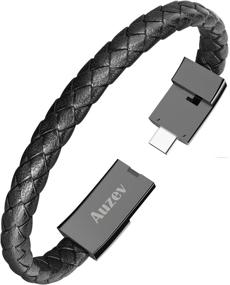 img 4 attached to 📱 Auzev Браслет-зарядное устройство с кабелем Type-C USB, оплетенной браслет-ремешком, синхронизирующий зарядный кабель для Samsung Galaxy (черный, длина 8,2 дюйма)