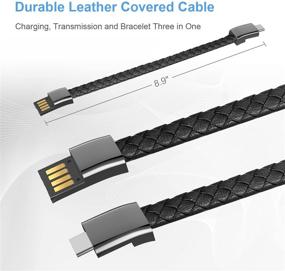 img 1 attached to 📱 Auzev Браслет-зарядное устройство с кабелем Type-C USB, оплетенной браслет-ремешком, синхронизирующий зарядный кабель для Samsung Galaxy (черный, длина 8,2 дюйма)