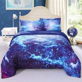 img 3 attached to 🌌 Wowelife Blue Galaxy 3D Outer Space Comforter Sets Queen - 5 Piece Bedding Sets with Printed Comforter for Adults and Teens