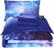 🌌 wowelife blue galaxy 3d outer space comforter sets queen - 5 piece bedding sets with printed comforter for adults and teens logo